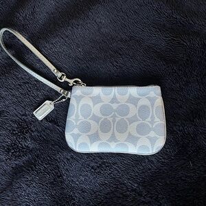 Coach Silver Signature Wristlet with Logo Charm